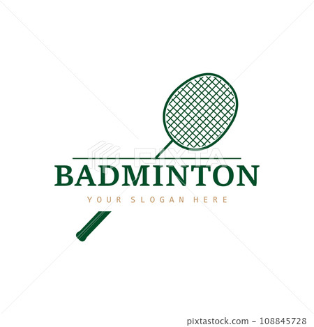 Badminton Logo, Simple Badminton Racket Design, Retro Vintage Minimalist Sports Concept 108845728
