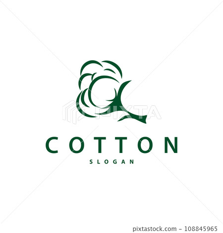 Cotton Logo, Soft and Smooth Cotton Plant Design for Business Brands with Simple Lines And Stem 108845965