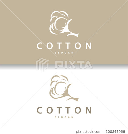 Cotton Logo, Soft and Smooth Cotton Plant Design for Business Brands with Simple Lines And Stem 108845966