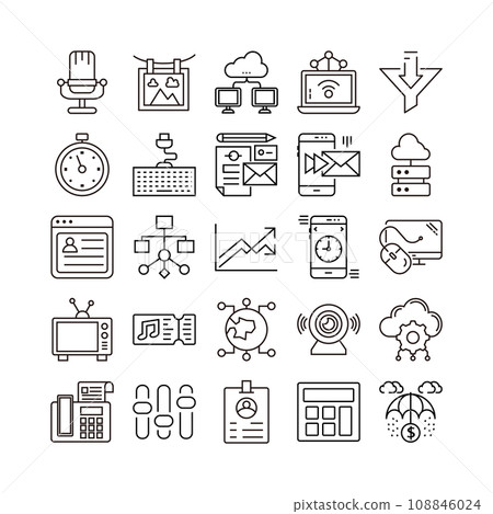 device artificial intelligence technology icon set device artificial intelligence technology icon set 108846024