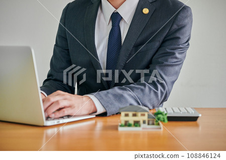 A male lawyer investigating the issue of empty houses at his parents' home A male lawyer investigating the issue of empty houses at his parents' home 108846124