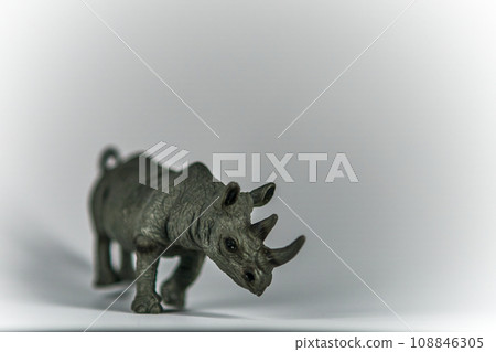 Rhino rhinoceros standing side view isolated on white background. Rhino rhinoceros standing side view isolated on white background. 108846305