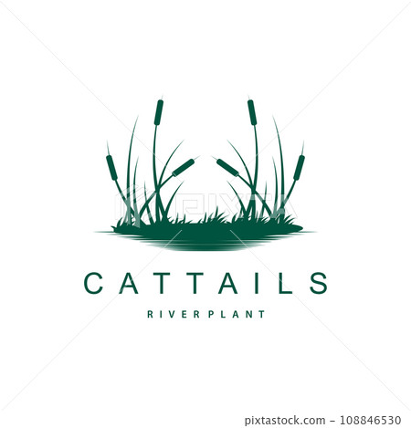 Creek and Cattail River Logo, Simple Minimalist Grass Design for Business Brand 108846530