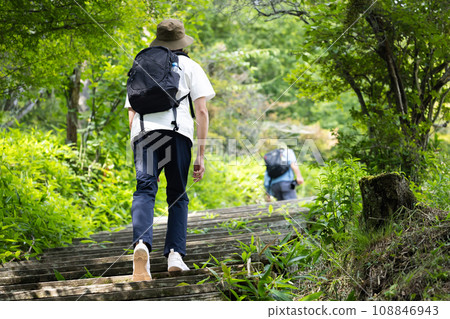 Young man enjoying a hike 108846943