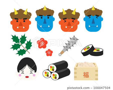 節分可愛插畫素材集 節分可愛插畫素材集 108847504