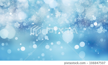 閃閃發光的雪花和散景的圖像背景“AI生成圖像” 108847507