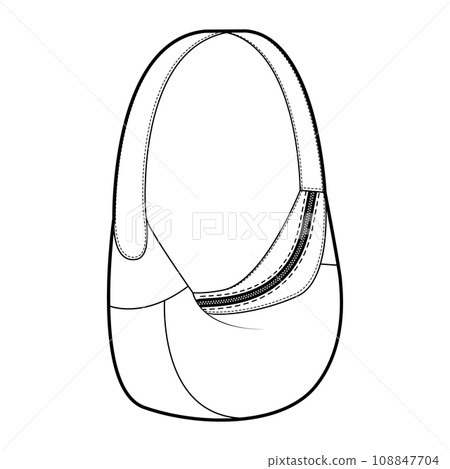 Mini Shoulder Bag with curved lines hobo silhouette bag. Fashion accessory technical illustration. Vector satchel Mini Shoulder Bag with curved lines hobo silhouette bag. Fashion accessory technical illustration. Vector satchel 108847704