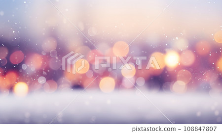 Warm-colored snowball bokeh image background "AI generated image" 108847807