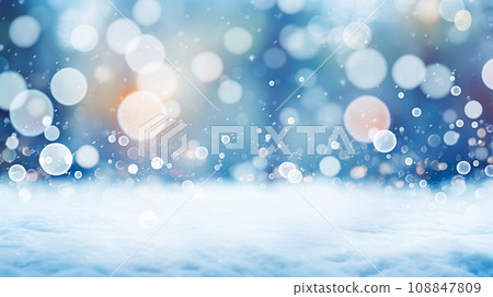 Blurred image background of falling snow balls "AI generated image" 108847809