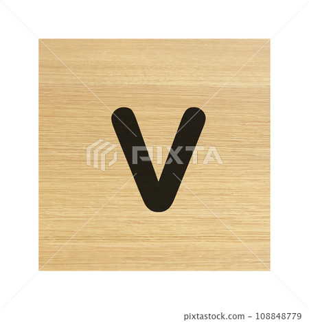 small v wood block on white with clipping path small v wood block on white with clipping path 108848779