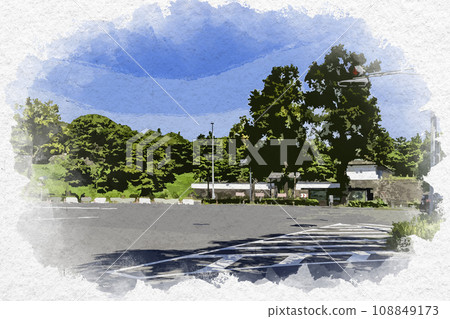 水彩風格東京霞關櫻田門十字路口東京千代田區 108849173