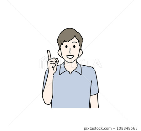 Smiling man raising his index finger (clothes) 108849565