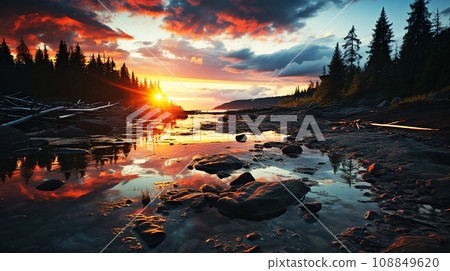 阿拉斯加的日落 108849620