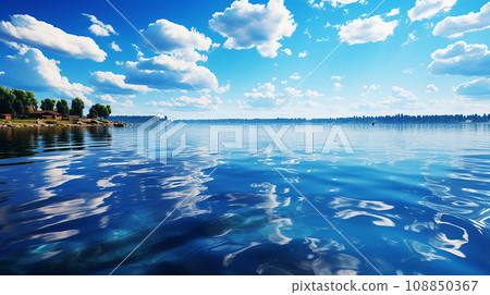 藍天倒映在湖面上 108850367