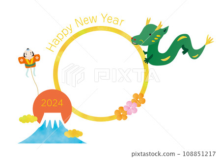 New Year's card photo frame 2024 with Dragon and Mt. Fuji (with copy space) New Year's card photo frame 2024 with Dragon and Mt. Fuji (with copy space) 108851217