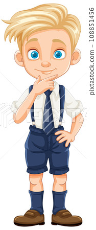 Handsome Blond Hair Boy in Uniform Cartoon Character 108851456