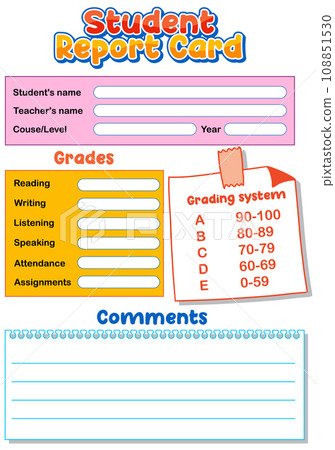 Simple Teacher Template for Printable Student Report Card Simple Teacher Template for Printable Student Report Card 108851530