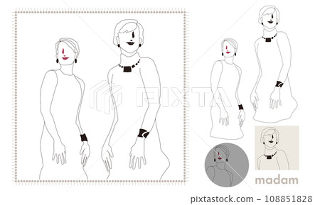 可愛女士線描/時尚女子/成年女性 108851828