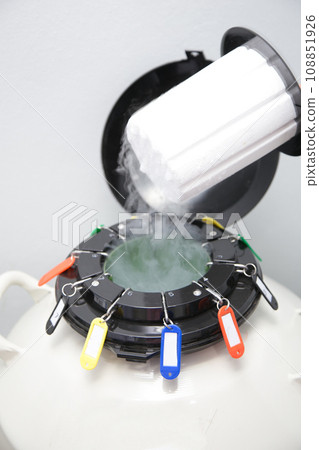 Sperm Freezing storage in liquid nitrogen tank, Laboratory infertility Sperm Freezing storage in liquid nitrogen tank, Laboratory infertility 108851926