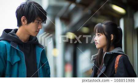 情侶在車站月台約會 108851986