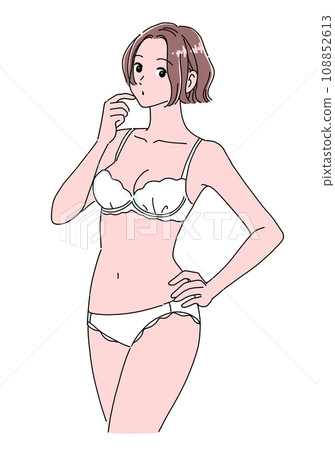 A woman who is in trouble in her underwear 108852613