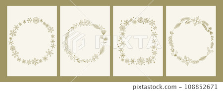 Set of golden lined Christmas vector illustrations. Set of golden lined Christmas vector illustrations. 108852671