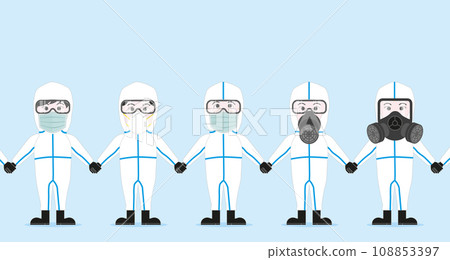 Asian group of medical team. Doctor wear surgical mask medical full body Asian group of medical team. Doctor wear surgical mask medical full body 108853397