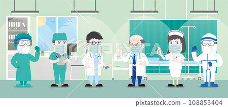 Medical cartoon style flat character design Medical cartoon style flat character design 108853404