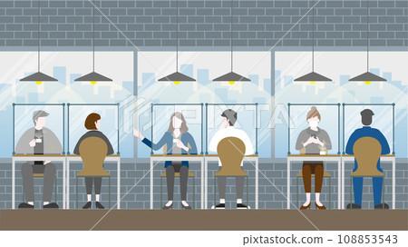 Group of business people meeting in coffee cafe with new normal lifestyle. 108853543