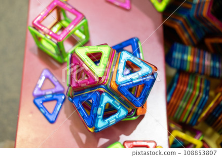 Top view of children's magnetic jigsaw puzzle toys 108853807