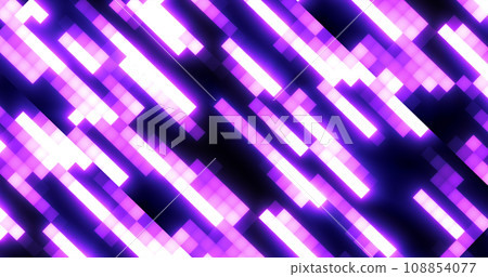 Abstract purple retro pixel hipster digital background made of moving energy brick squares on a black background 108854077