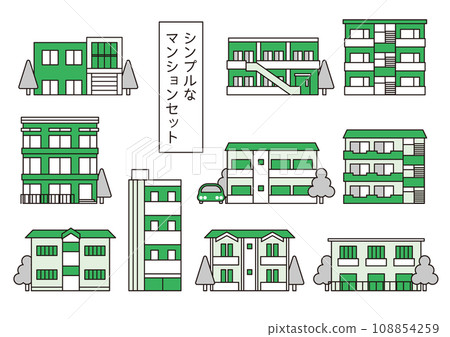 Simple apartment icon set Simple apartment icon set 108854259