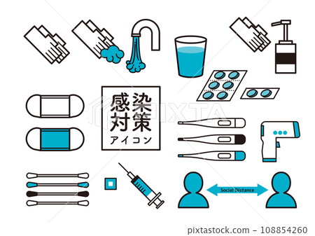 Simple infection control icon set Simple infection control icon set 108854260
