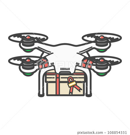 載有聖誕禮物的無人機/無人駕駛飛行器的插圖 108854331