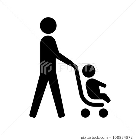 嬰兒車和人男性公共圖標 嬰兒車和人男性公共圖標 108854872