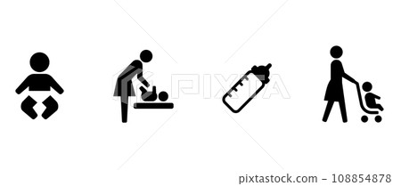 Stroller and baby diaper change public icon 108854878
