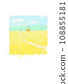 Illustration of rape blossoms and orange bus 108855181