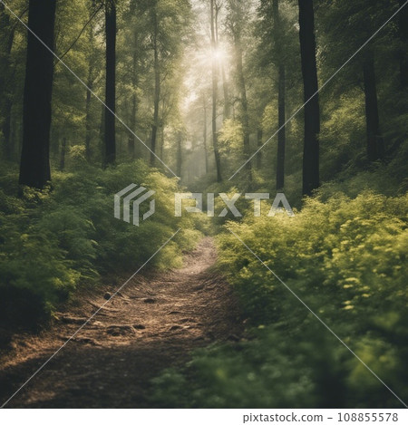 Sunshine shining on the mountain path 108855578