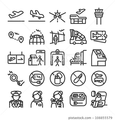 Airport flight icon set Airport flight icon set 108855579