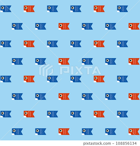 鯉魚旗圖案背景無縫圖案（淺藍色背景） 108856134