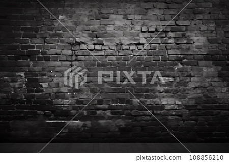 Black brick wall AI generated image AI image 108856210