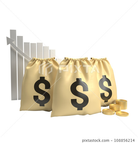 The Money Bag and gold coins for Business concept 3d rendering. 108856214