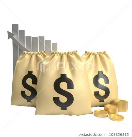 The Money Bag and gold coins for Business concept 3d rendering. 108856215
