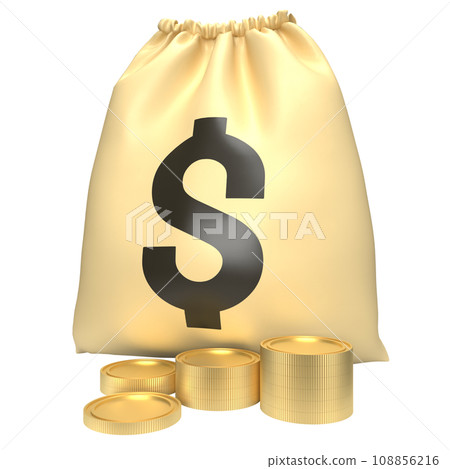 The Money Bag and gold coins for Business concept 3d rendering. 108856216