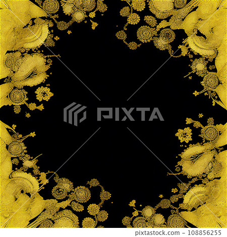 Yellow abstract pattern frame AI image 108856255