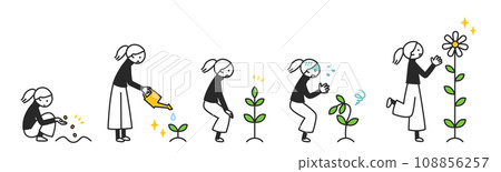 A woman who carefully nurtures seeds and blooms flowers. 108856257