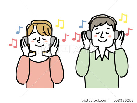 Illustration set of people listening to music 108856295