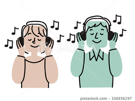 Illustration set of people listening to music 108856297