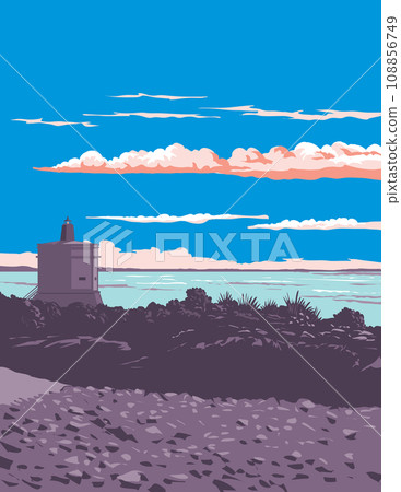 Stirling Point Signal Station Lighthouse in Bluff New Zealand WPA Poster Art Stirling Point Signal Station Lighthouse in Bluff New Zealand WPA Poster Art 108856749