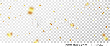 3D Party Gold Confetti on Transparent Background 108856792